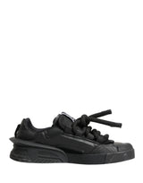 Dolce & Gabbana Black Leather Portofino Low Top Sneakers Shoes