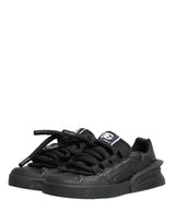 Dolce & Gabbana Black Leather Portofino Low Top Sneakers Shoes