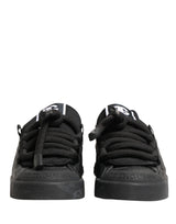 Dolce & Gabbana Black Leather Portofino Low Top Sneakers Shoes