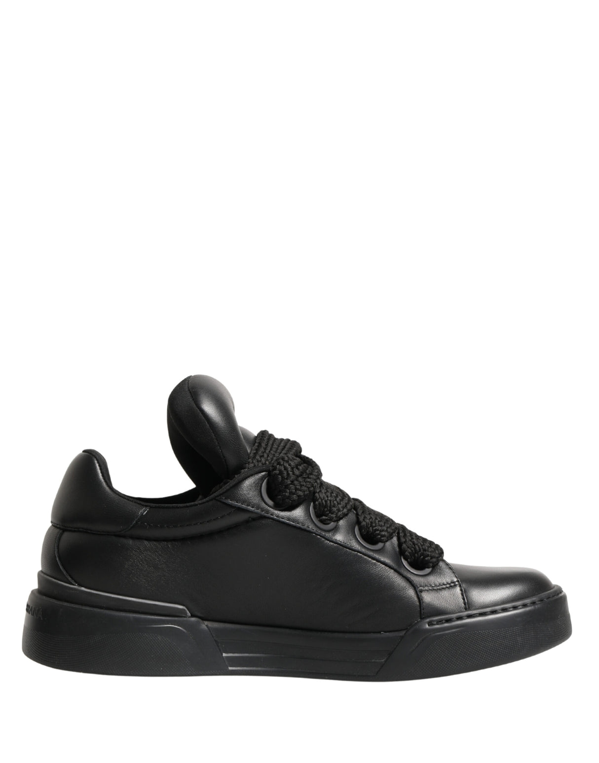 Dolce & Gabbana Black Leather Portofino Low Top Sneakers Shoes