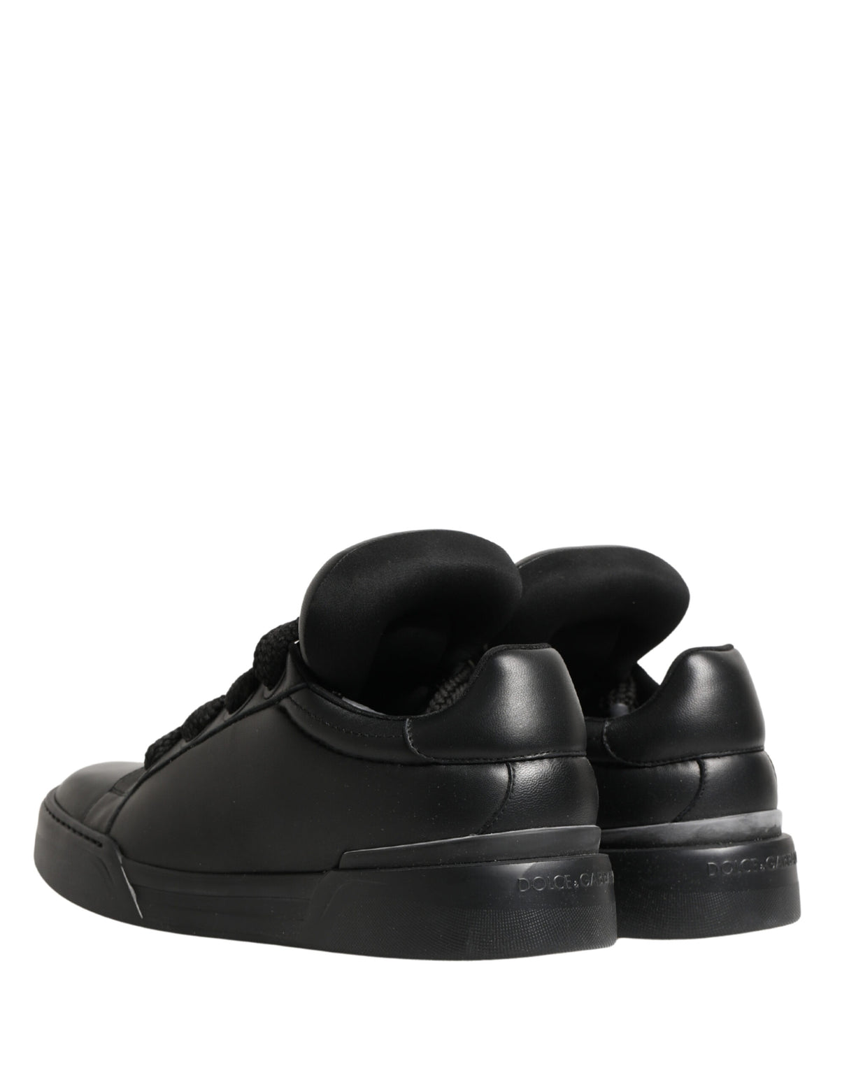 Dolce & Gabbana Black Leather Portofino Low Top Sneakers Shoes