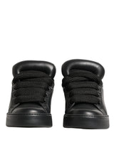 Dolce & Gabbana Black Leather Portofino Low Top Sneakers Shoes