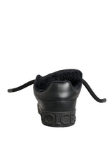 Dolce & Gabbana Black Calf Leather Nappa Lace-Up Sneakers Shoes