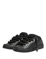 Dolce & Gabbana Black Calf Leather Nappa Lace-Up Sneakers Shoes