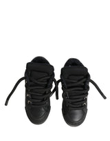 Dolce & Gabbana Black Calf Leather Nappa Lace-Up Sneakers Shoes