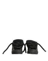 Dolce & Gabbana Black Calf Leather Nappa Lace-Up Sneakers Shoes