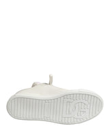Dolce & Gabbana White Leather Shearling Fur Low Top Sneakers Shoes
