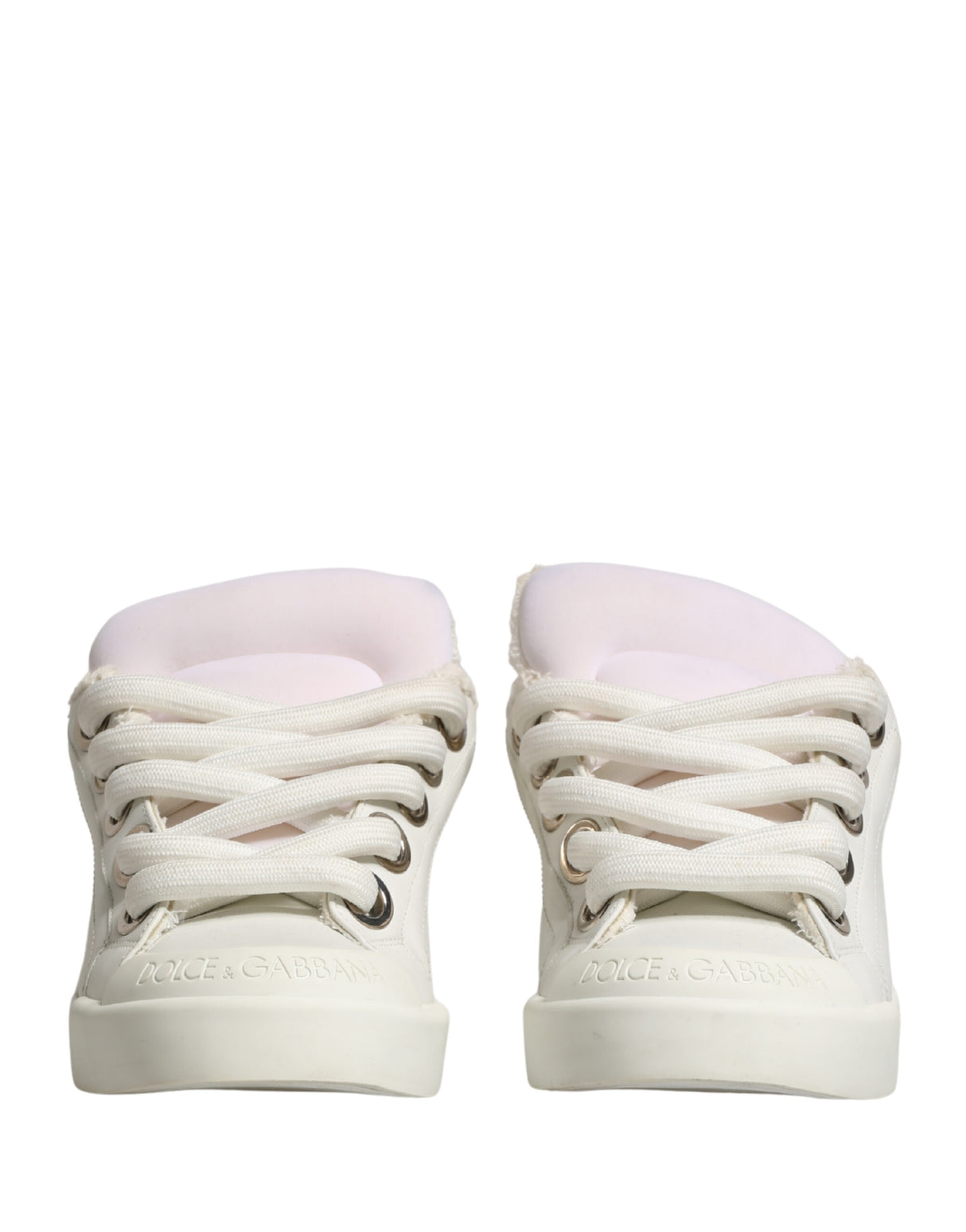 Dolce & Gabbana White Shearling Fur Bianco Low Top Sneakers Shoes