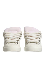 Dolce & Gabbana White Shearling Fur Bianco Low Top Sneakers Shoes