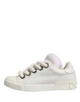 Dolce & Gabbana White Shearling Fur Bianco Low Top Sneakers Shoes