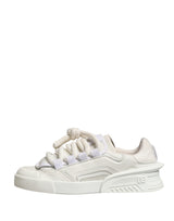 Dolce & Gabbana White Leather DG Logo Lace Up Sneakers Shoes