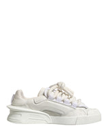Dolce & Gabbana White Leather DG Logo Lace Up Sneakers Shoes