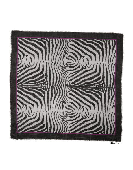 Dolce & Gabbana White Black Zebra Pattern Shawl 255cm x 132cm Men Scarf