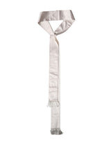 Dolce & Gabbana White Silk Satin Fringes Foulard 282cm x 10cm Men Scarf