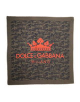 Dolce & Gabbana Green Camouflage Logo Cashmere 138cm x 137cm Men Scarf