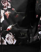 Dolce & Gabbana Black Floral Polyester Full Zip Bomber Jacket