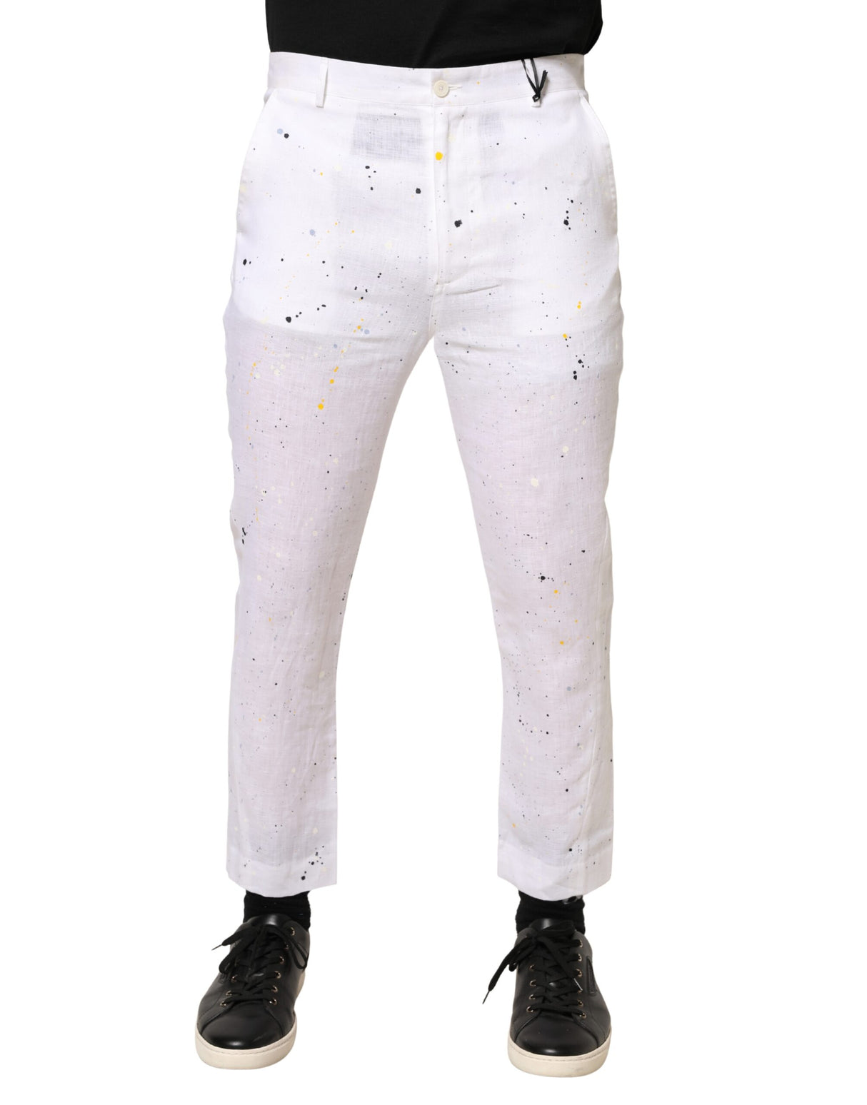 Daniele Alessandrini White Paint Print SkinnyFit Trouser Pants