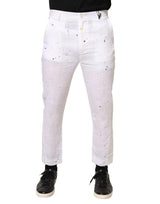 Daniele Alessandrini White Paint Print SkinnyFit Trouser Pants
