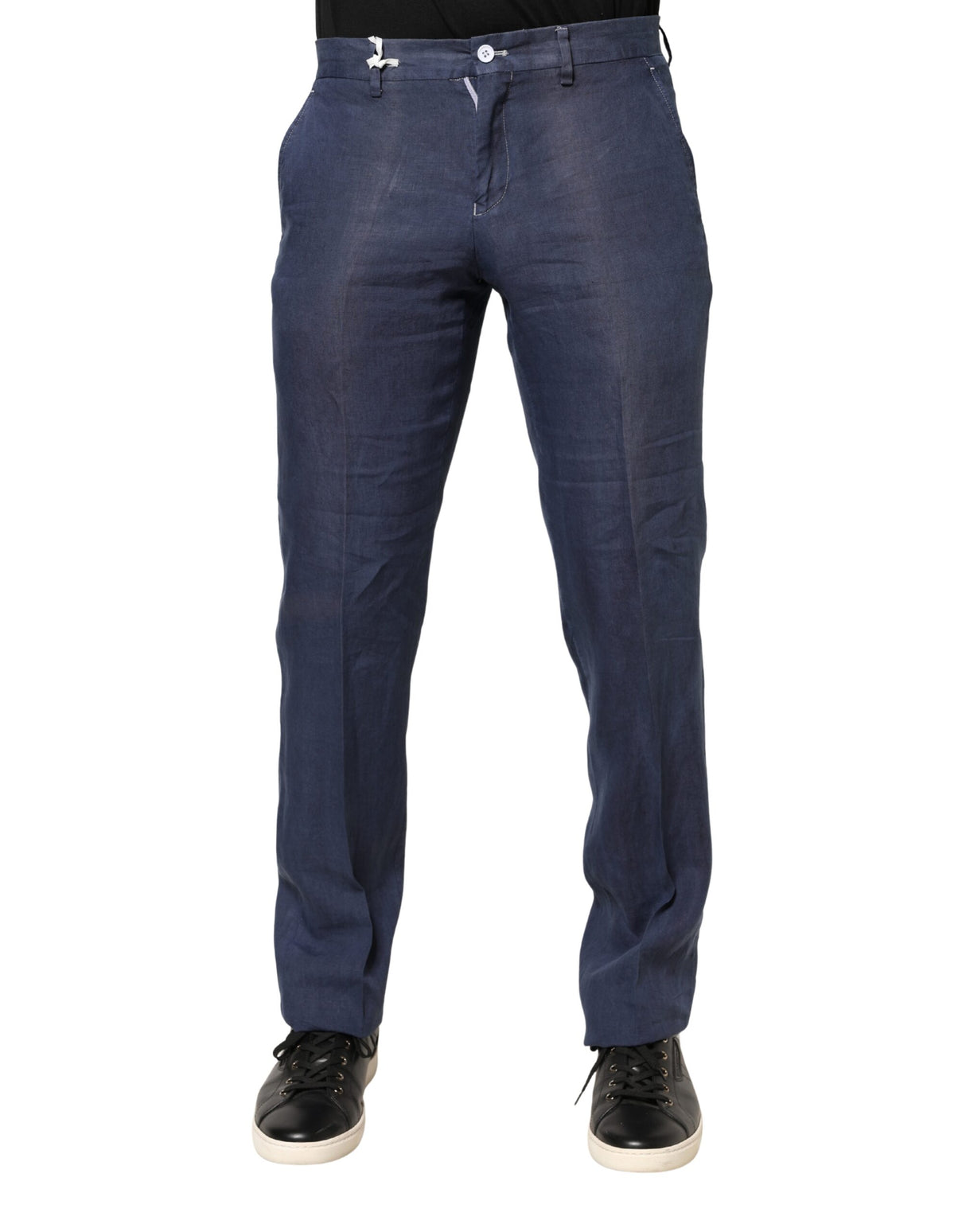 Domenico Tagliente Navy Blue Skinny Chino Mid Waist Men Pants