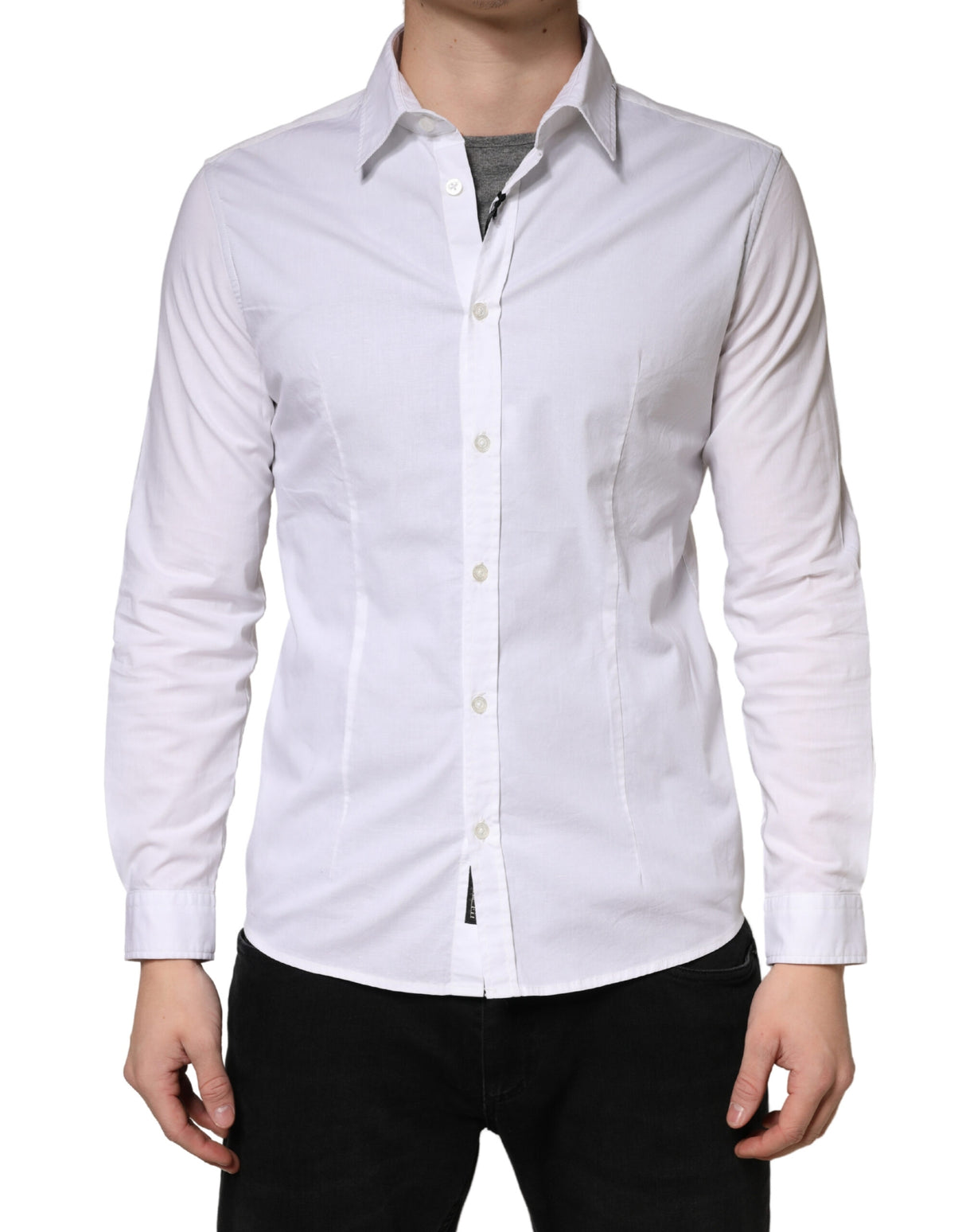 Daniele Alessandrini White Long Sleeves Dress Men Shirt