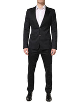 Dolce & Gabbana Black Cotton Single Breasted 2 Piece Suit