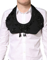 Dolce & Gabbana Black Crystal Embellished Crop Waistcoat One Size Vest