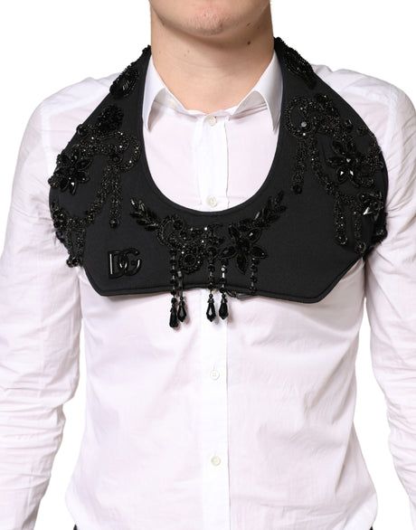 Dolce & Gabbana Black Crystal Embellished Crop Waistcoat One Size Vest
