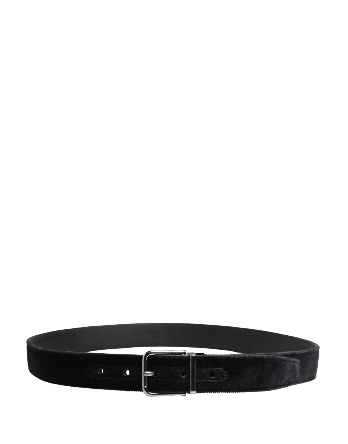 Dolce & Gabbana Black Suede Silver Tone Metal Buckle Men Belt