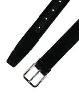 Dolce & Gabbana Black Suede Silver Tone Metal Buckle Men Belt