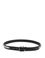 Dolce & Gabbana Black Leather Studded Silver Tone Buckle Belt