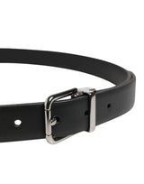 Dolce & Gabbana Black Leather Studded Silver Tone Buckle Belt