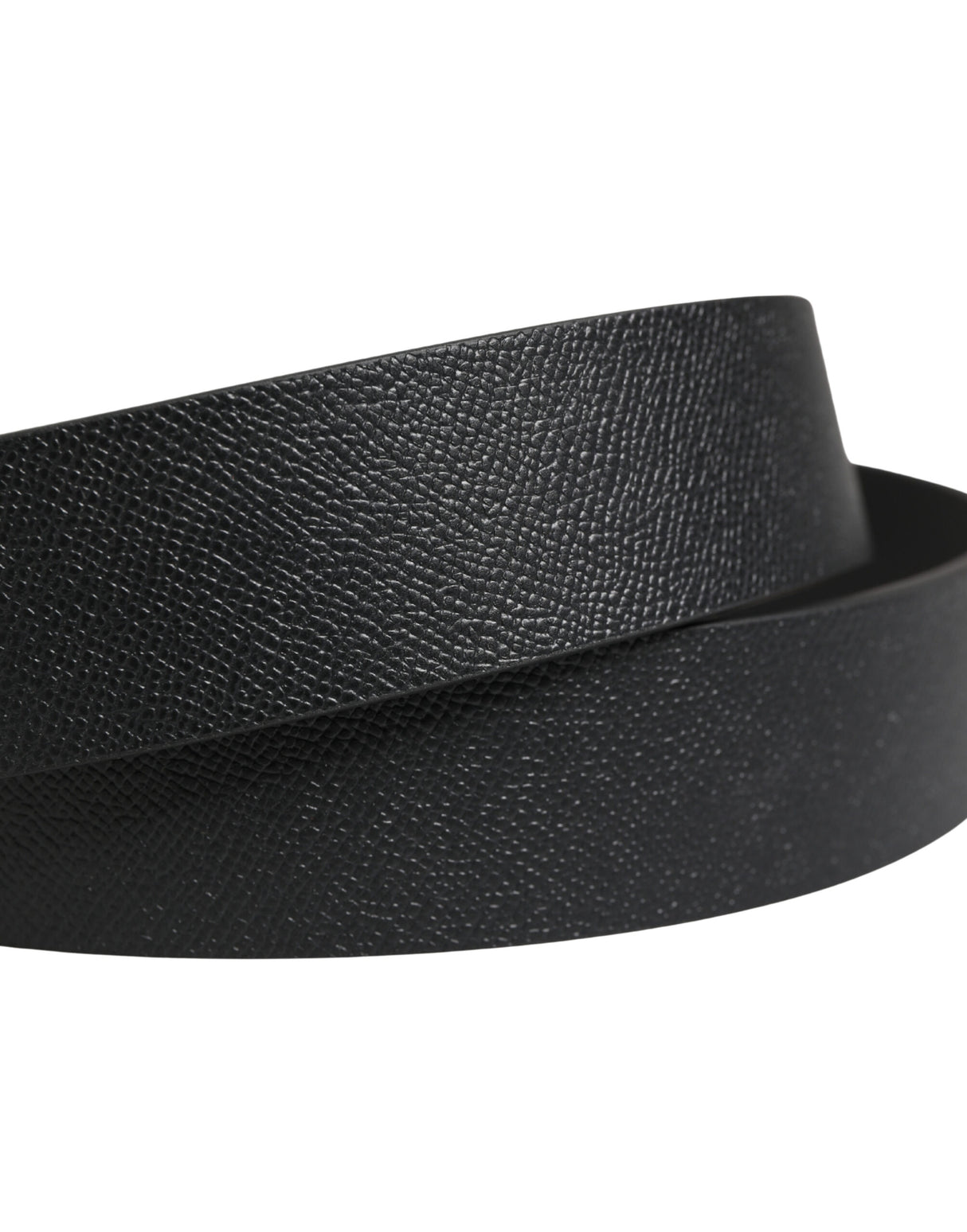 Dolce & Gabbana Black Calf Leather Silver Metal Buckle Belt