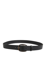 Dolce & Gabbana Black Calf Leather Silver Metal Buckle Belt
