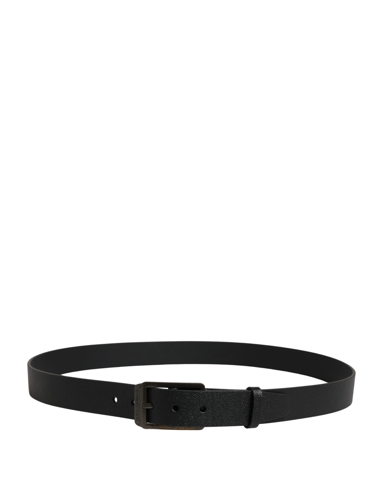Dolce & Gabbana Black Calf Leather Gold Metal Buckle  Belt