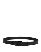 Dolce & Gabbana Black Calf Leather Gold Metal Buckle  Belt