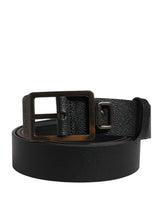 Dolce & Gabbana Black Calf Leather Gold Metal Buckle Belt