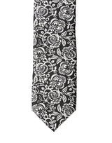 Dolce & Gabbana Black White Floral Fantasy Silk Adjustable Necktie Tie