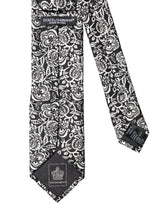 Dolce & Gabbana Black White Floral Fantasy Silk Adjustable Necktie Tie