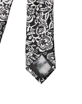 Dolce & Gabbana Black White Floral Fantasy Silk Adjustable Necktie Tie