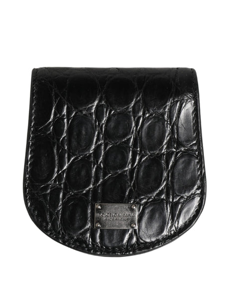 Dolce & Gabbana Black Exotic Skin Condom Case Holder Pocket Wallet