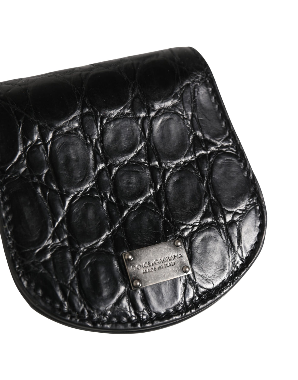 Dolce & Gabbana Black Exotic Skin Condom Case Holder Pocket Wallet