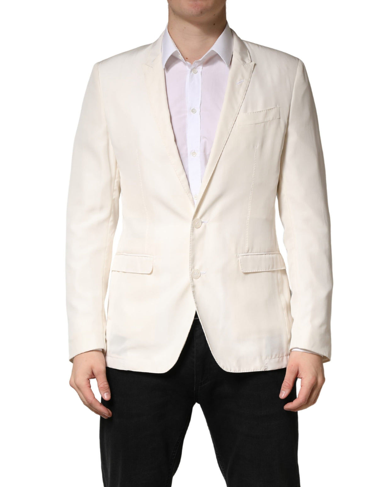 Dolce & Gabbana White Cotton Single Breasted Jacket Blazer