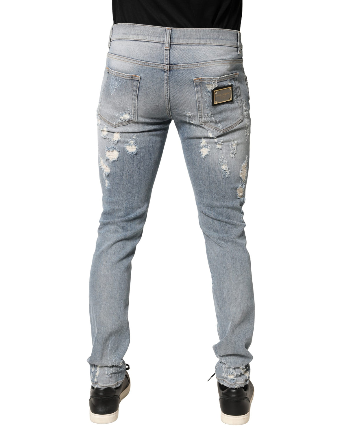 Dolce & Gabbana Light Blue Distressed Skinny Men Denim Jeans