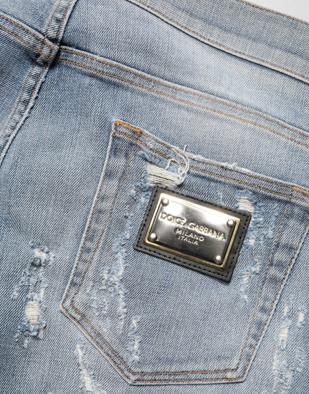 Dolce & Gabbana Light Blue Distressed Skinny Men Denim Jeans