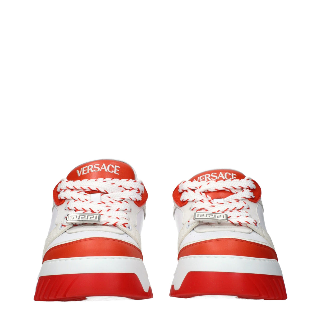 Versace White Leather Athletic Sneakers