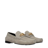 Versace Gray Leather Slip-On Loafers