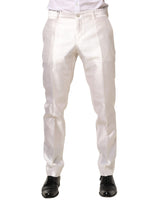 Dolce & Gabbana White Silk Satin Dress Formal Trouser Pants