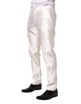 Dolce & Gabbana White Silk Satin Dress Formal Trouser Pants