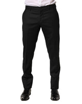 Dolce & Gabbana Black Wool Skinny Men Dress Trouser Pants