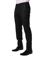 Dolce & Gabbana Black Wool Skinny Men Dress Trouser Pants